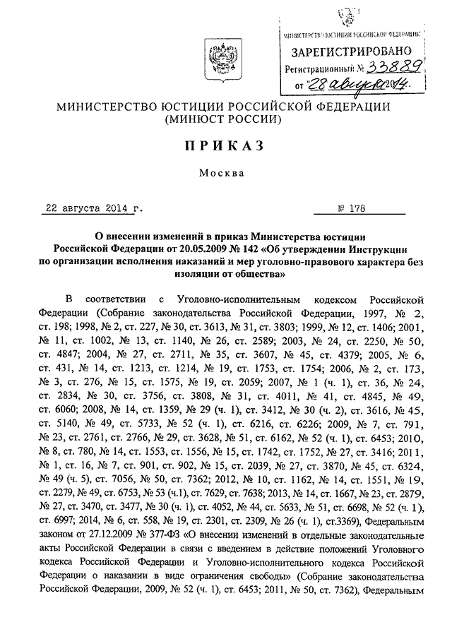 Приказы минюста 2024