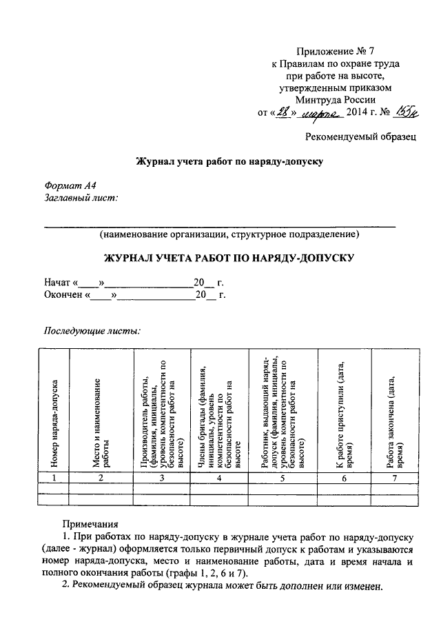 Приказ правила на высоте