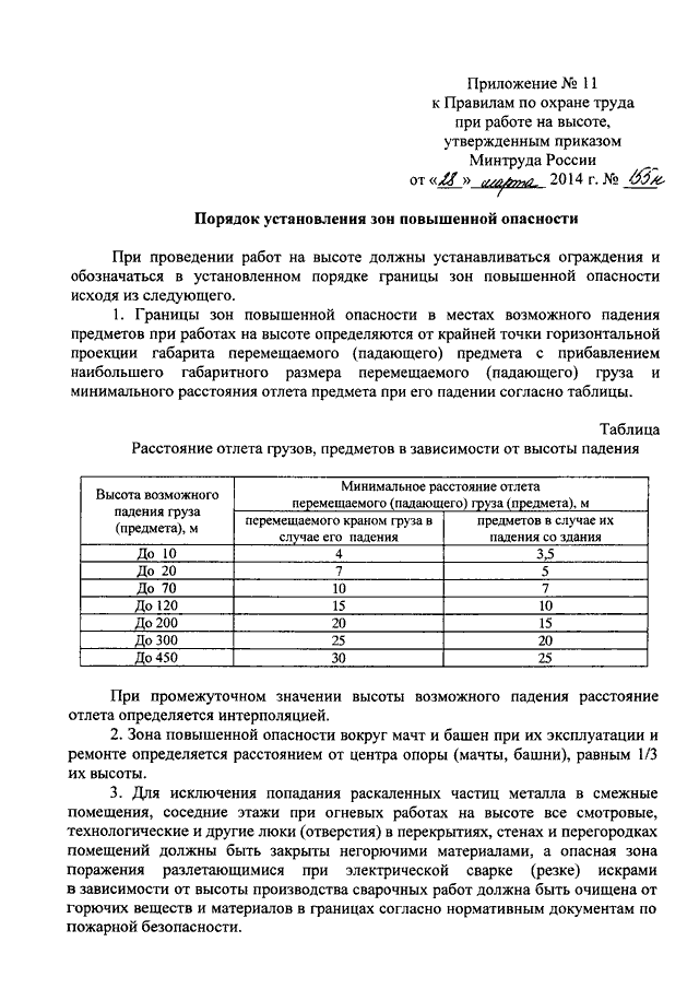 Приказ на работы на высоте образец