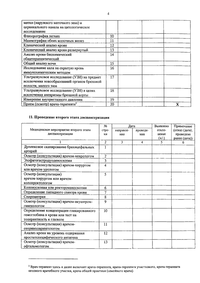 Карта учета диспансеризации форма