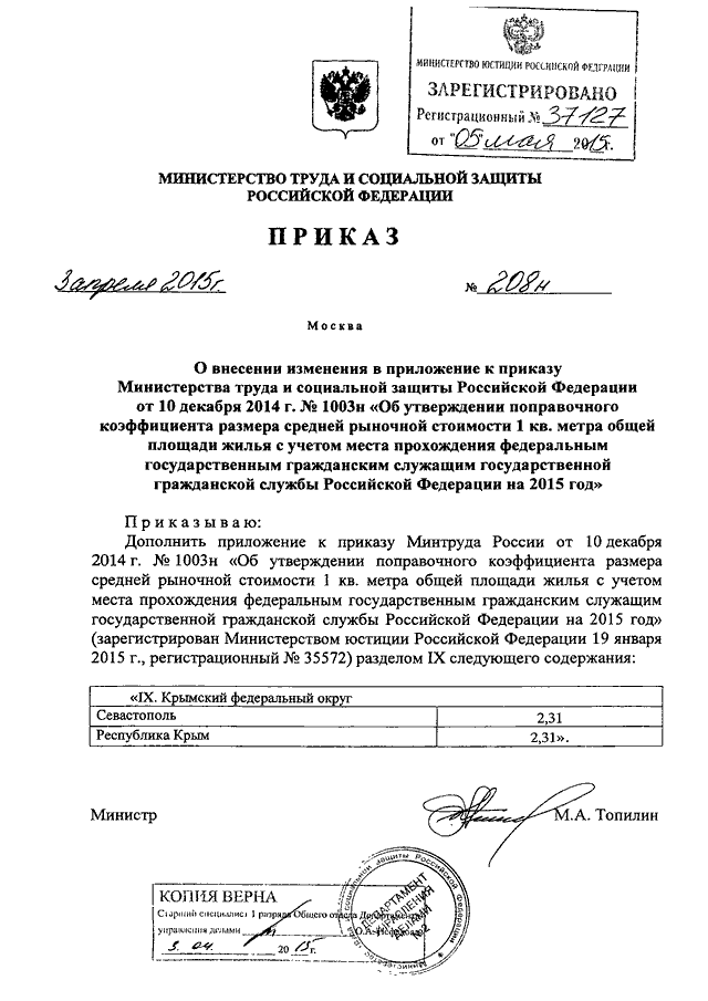 Приказ минтруда 2015 года