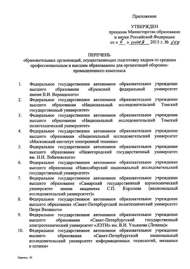 Перечень 2015