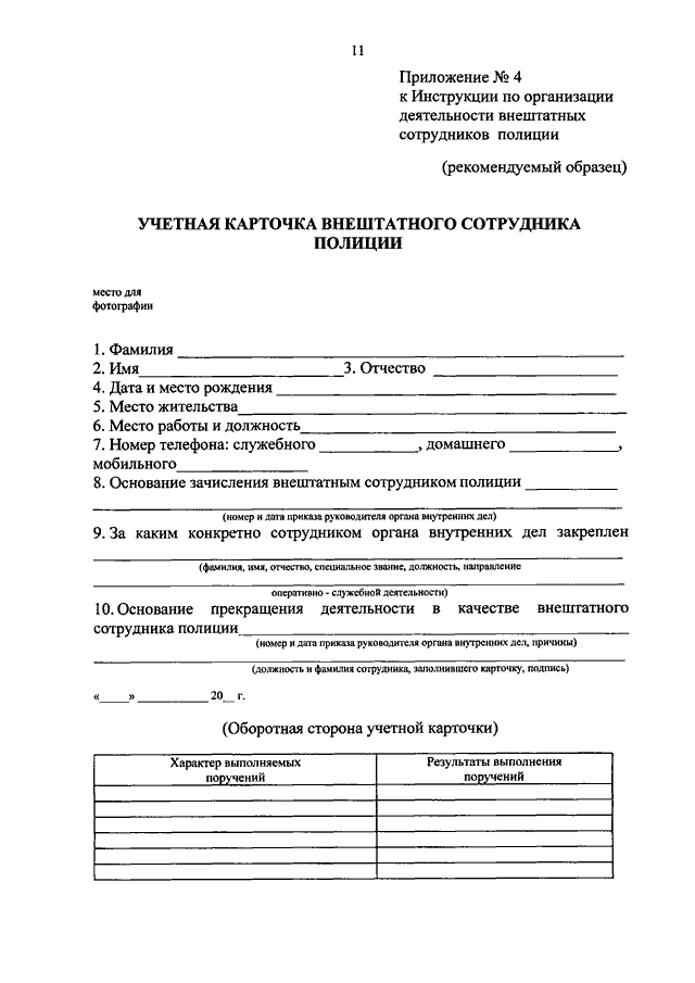 Карта индивидуальной воспитательной работы мвд