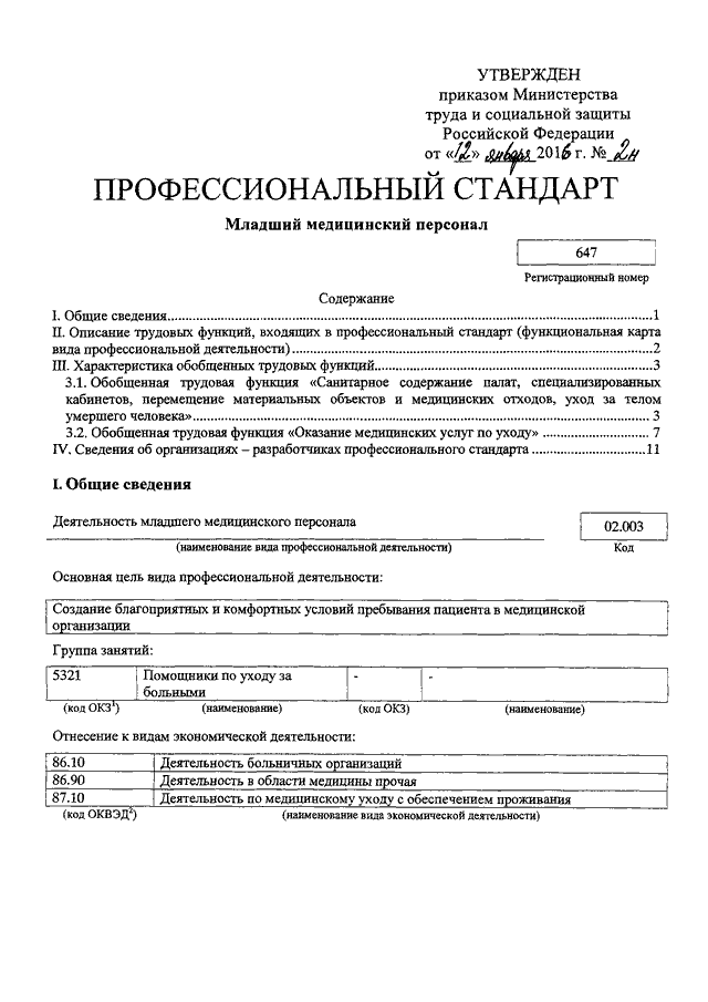 Профессиональный стандарт сестры