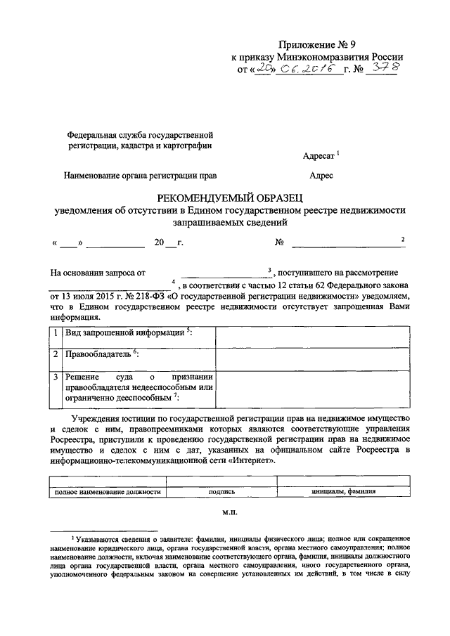 ПРИКАЗ Минэкономразвития РФ От 20.06.2016 N 378 "ОБ УТВЕРЖДЕНИИ.