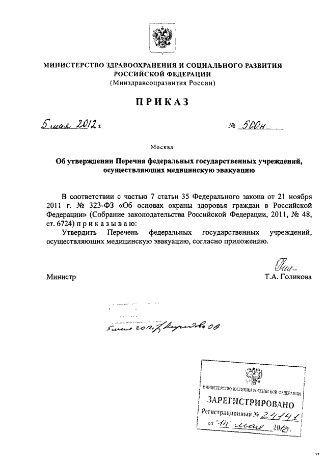 Приказы минздравсоцразвития рф 2008