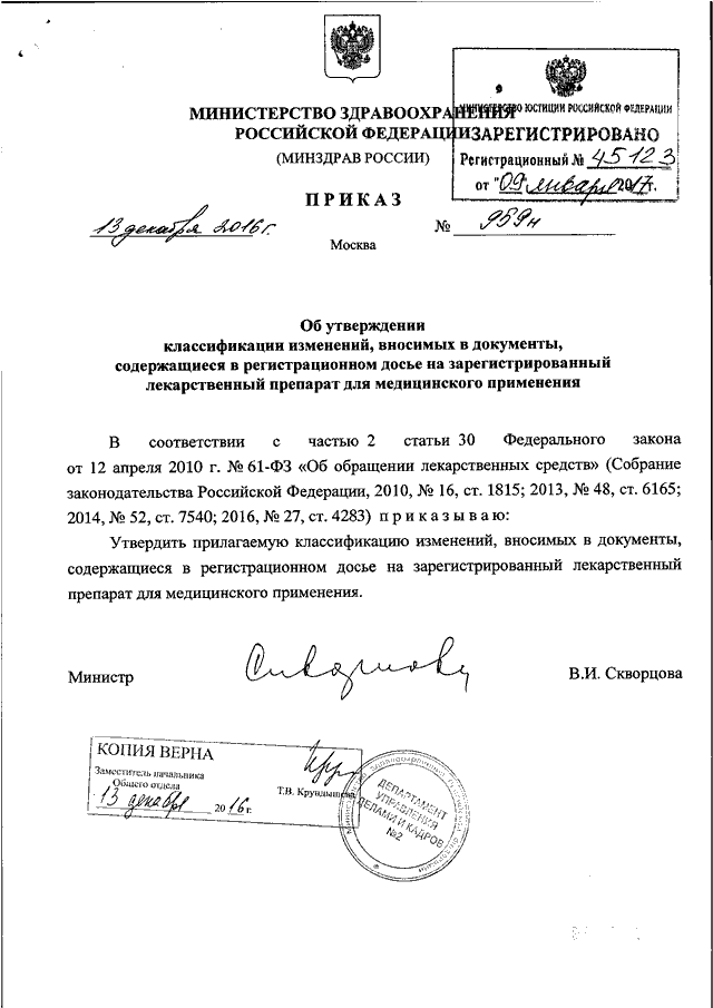 Минздрав мвд россии