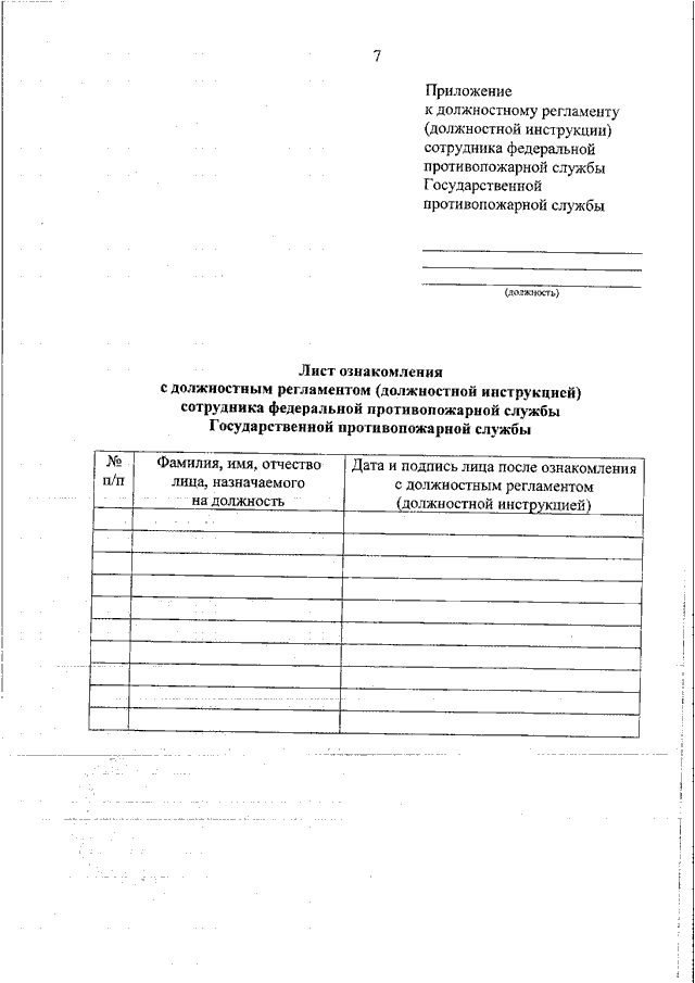 Дополнение к должностной инструкции образец