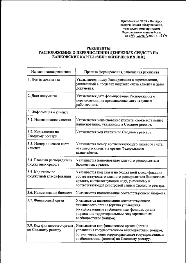 Приказ 21н федерального казначейства с изменениями карточка образцов подписей