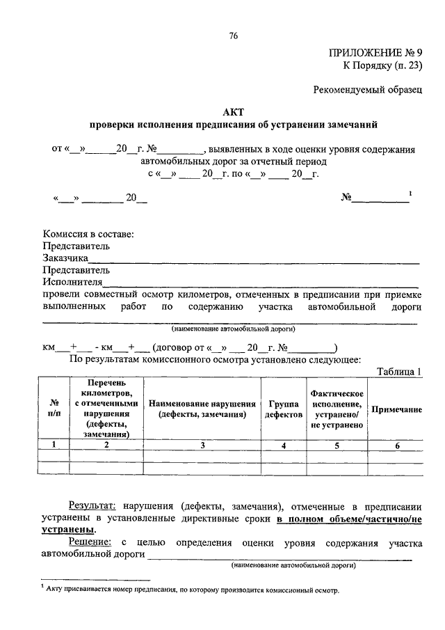 Акт об устранении замечаний образец