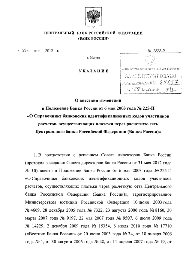 Проект указания цб