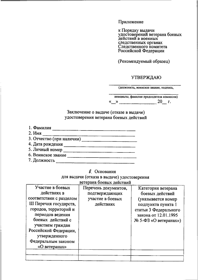 Рапорт на получение удостоверения ветерана боевых действий образец