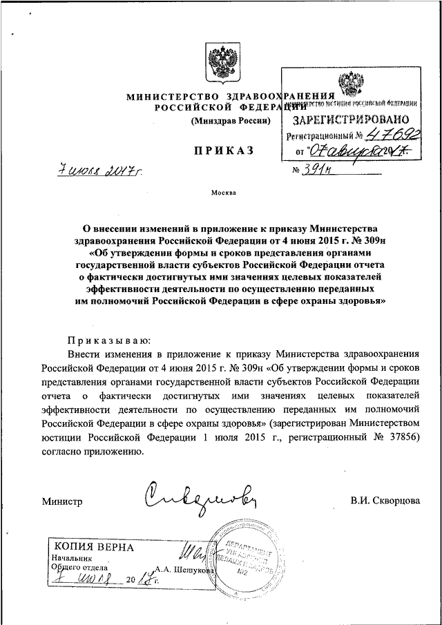 Приказ 1108н.  Приказ Минздрава России №309. Приказ МЗ РФ 309. Приказ 309н Министерства здравоохранения. О внесении изменений в приказ Министерства здравоохранения.