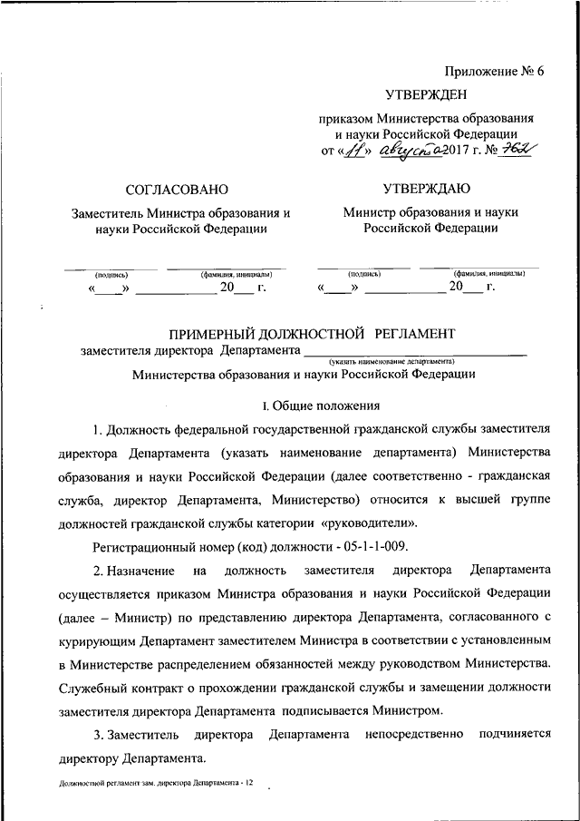 Проект должностного регламента