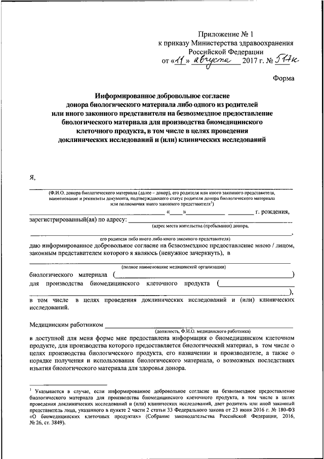 Информированное согласие на проведение косметологических процедур образец