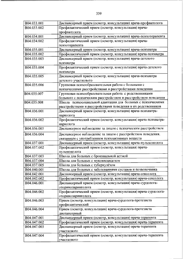 804 приказ минздрава о номенклатуре медицинских услуг