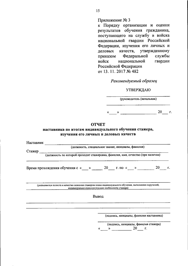 План индивидуального обучения стажера мвд