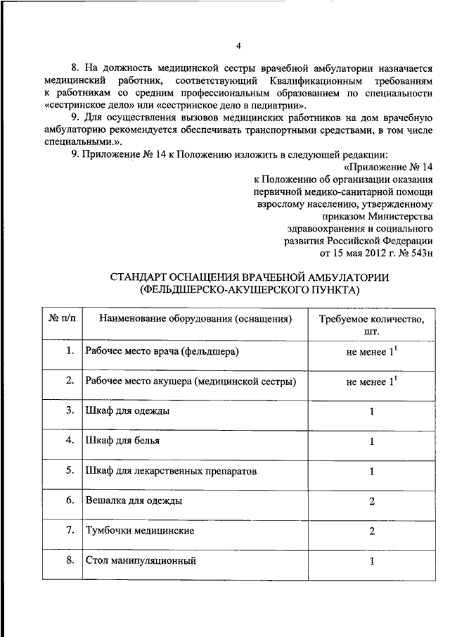 Приказ 543н. Стандарты оснащения ФАПОВ. Приказ МЗ РФ 543н. Приказ МЗ РФ для ФАПА. Приказ об оснащенности медицинским оборудованием.