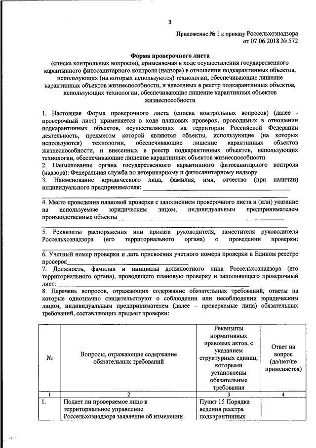 ПРИКАЗ Россельхознадзора От 07.06.2018 N 572 "ОБ УТВЕРЖДЕНИИ ФОРМ.