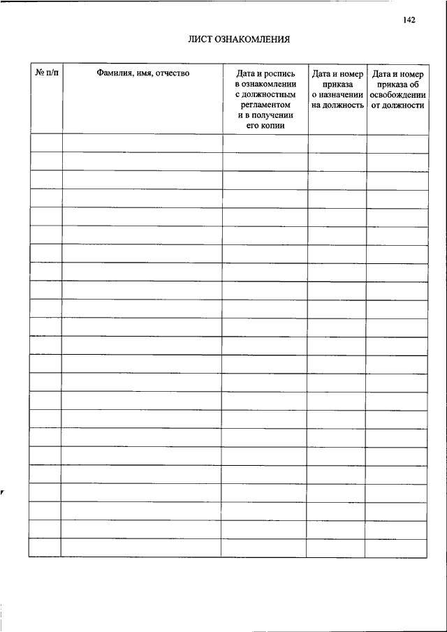 Образец лист ознакомления с должностной инструкцией образец