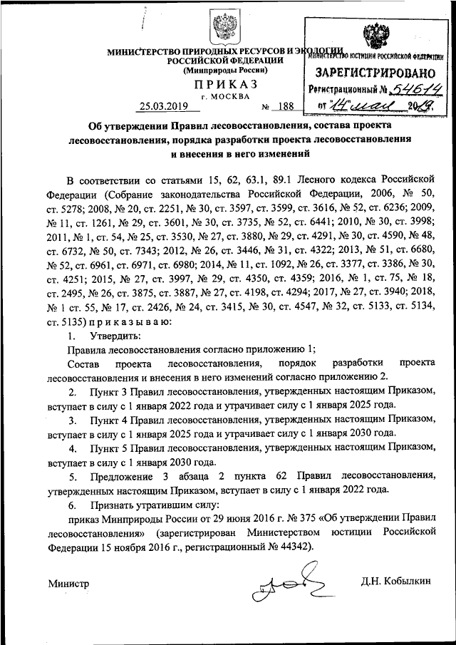 Состав проекта лесовосстановления