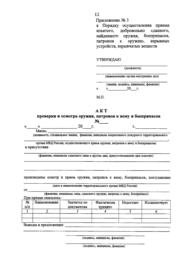 Акт закладки образец