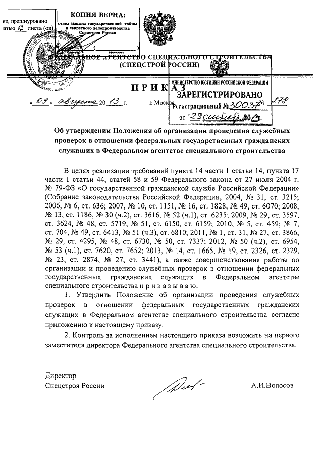 Распоряжение о проведении служебной проверки образец